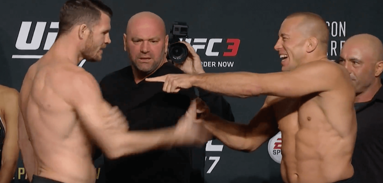 ultime staredown Georges St-Pierre Michael Bisping