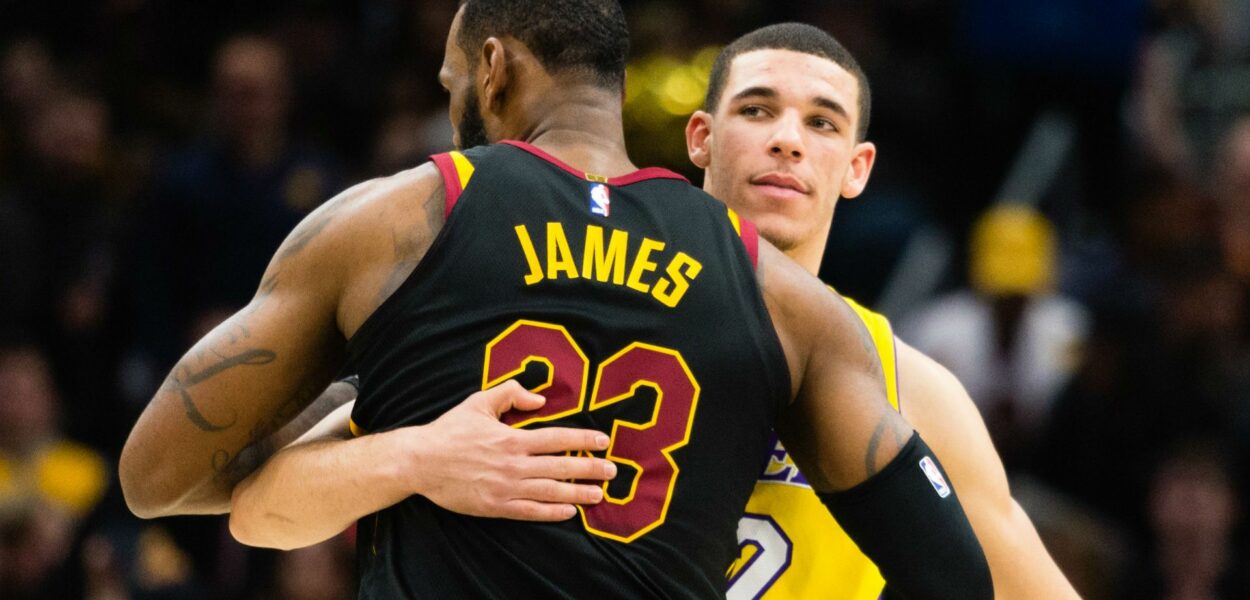 LeBron James Lonzo Ball hug