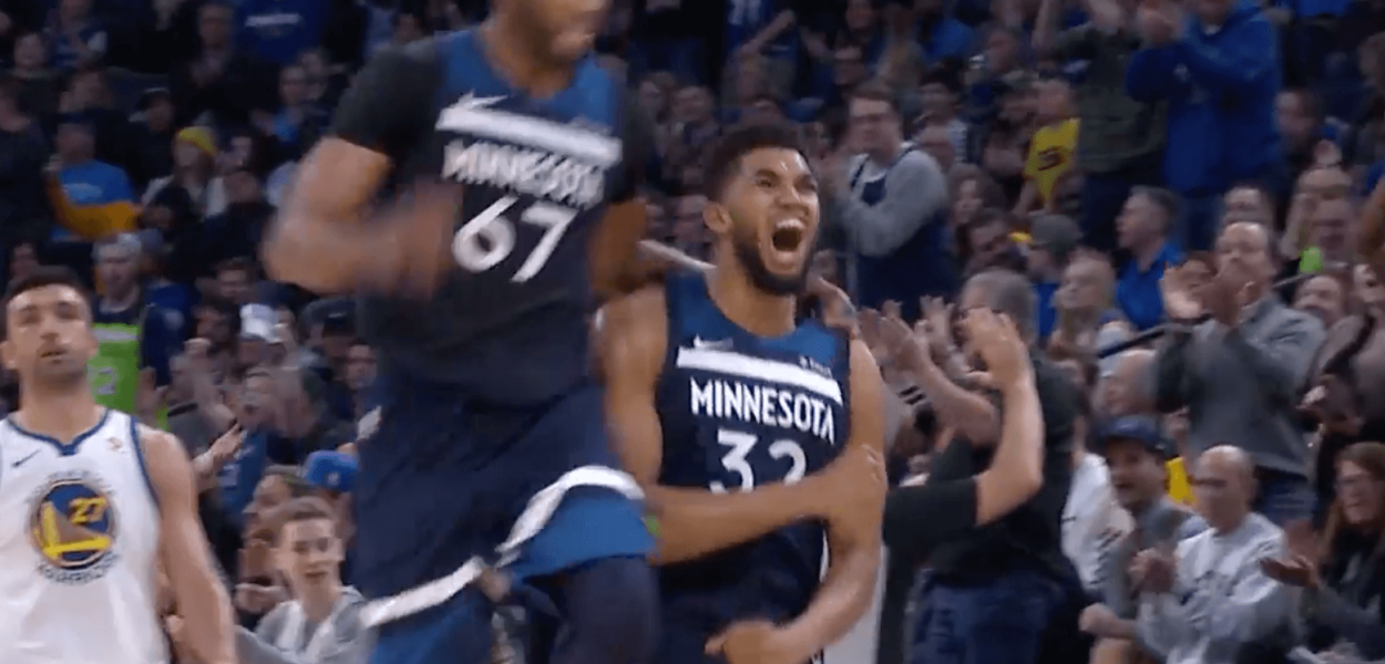 Karl Anthony Towns Timberwolves Warriors