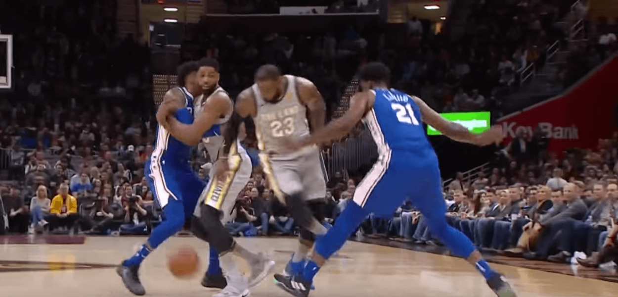 LeBron James behind the back sixers