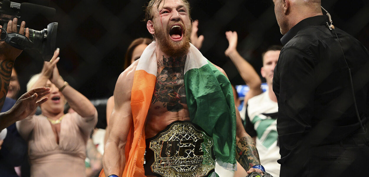 Conor McGregor UFC 189 Chad Mendes Celebration