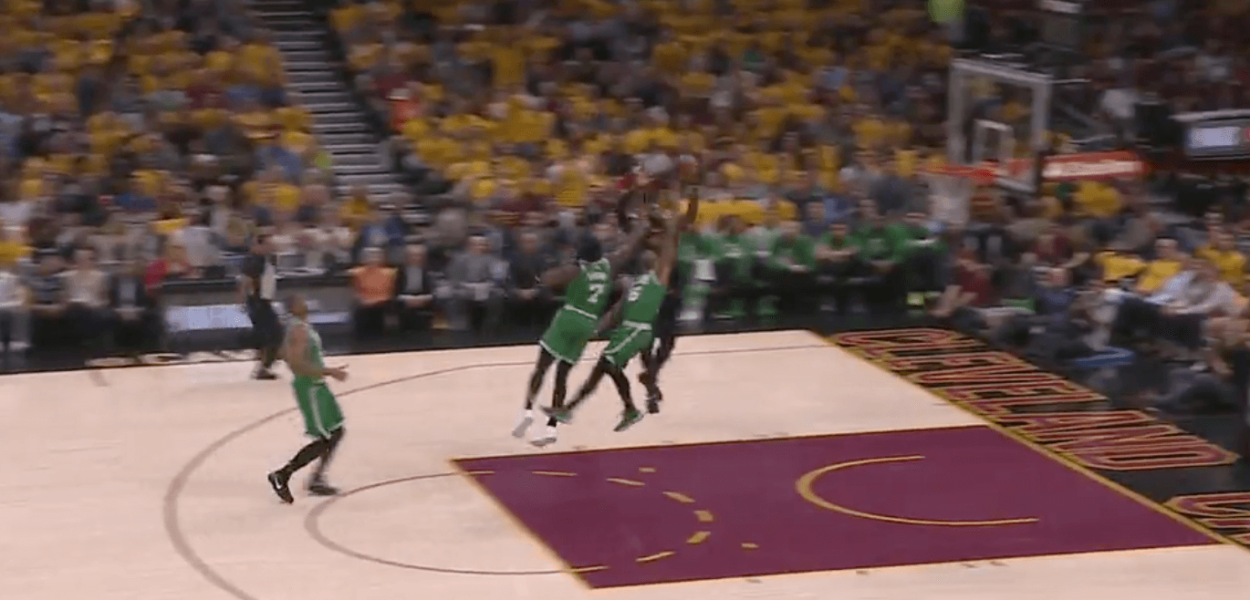 LeBron James Kevin Love full court pass Boston Celtics Game 4