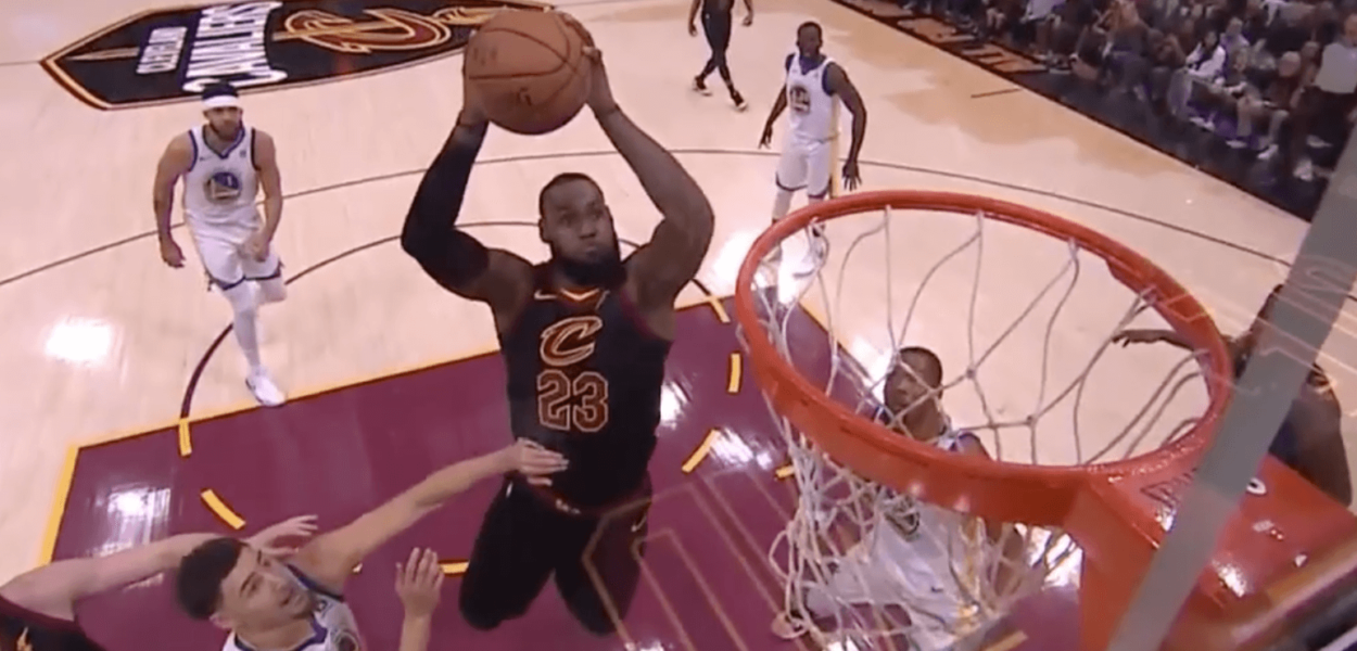 LeBron James alley oop himself