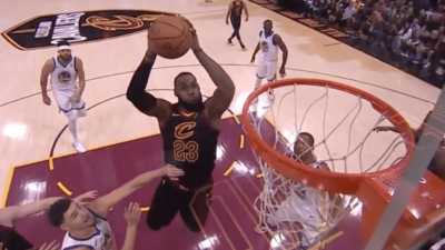 LeBron James alley oop himself