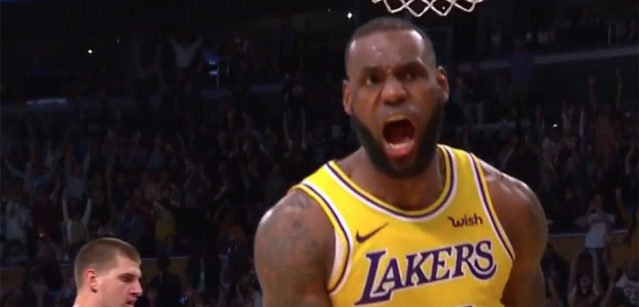LeBron James celebration Los Angeles Lakers