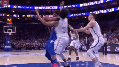 Joel Embiid elbow sixers nets